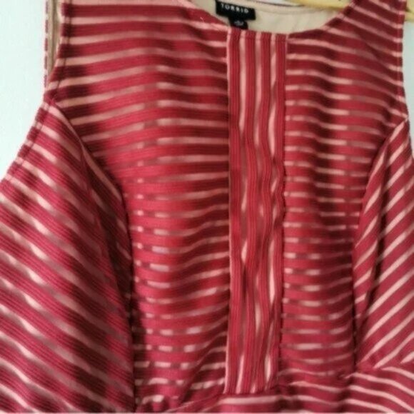 Torrid peplum striped sleeveless blouse top - Picture 3 of 6